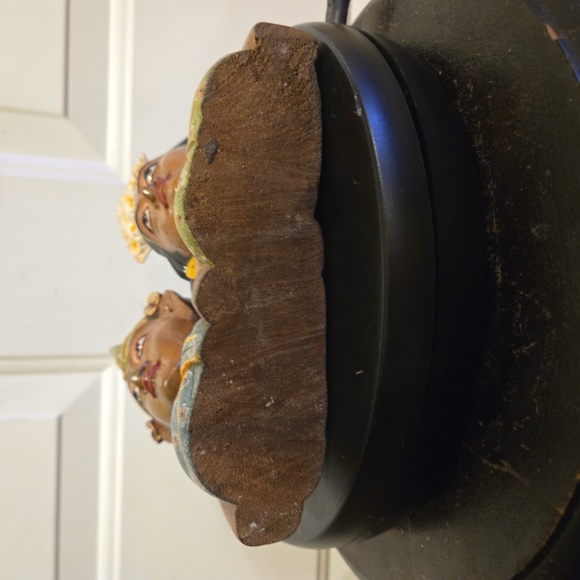 Balinese Hand Carved Wood Bride and Groom Figurine Statue Bust Vintage - Picture 10 of 11